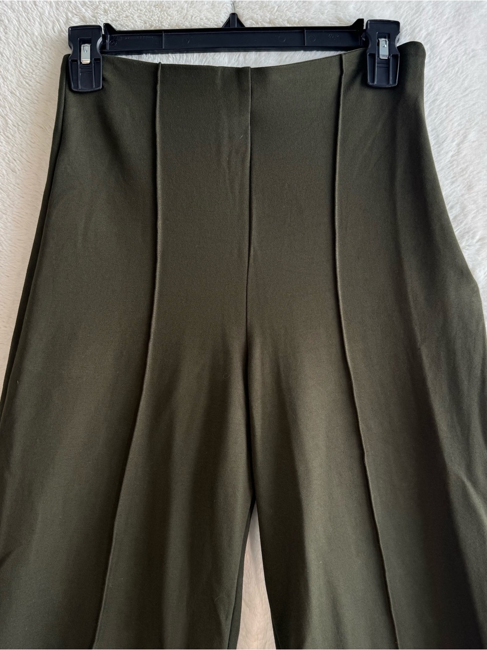Quince Ultra-Stretch Ponte Super Wide Leg Ankle Pants Small Olive 27” Office - Picture 3 of 10